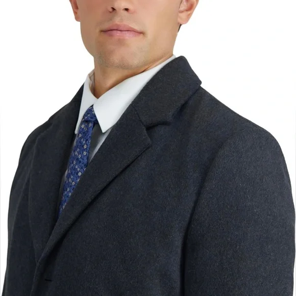 NWT Haggar Men's Mid-Length Single Breasted Brushed Twill Topcoat Size Medium - Picture 3 of 10